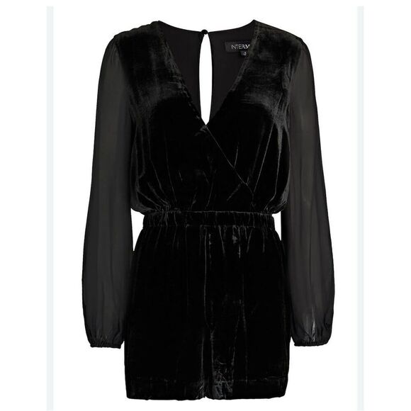 Intermix Dresses & Skirts - Intermix Women's Black Velvet Wrap Front Romper Size 10 Party/Cocktail